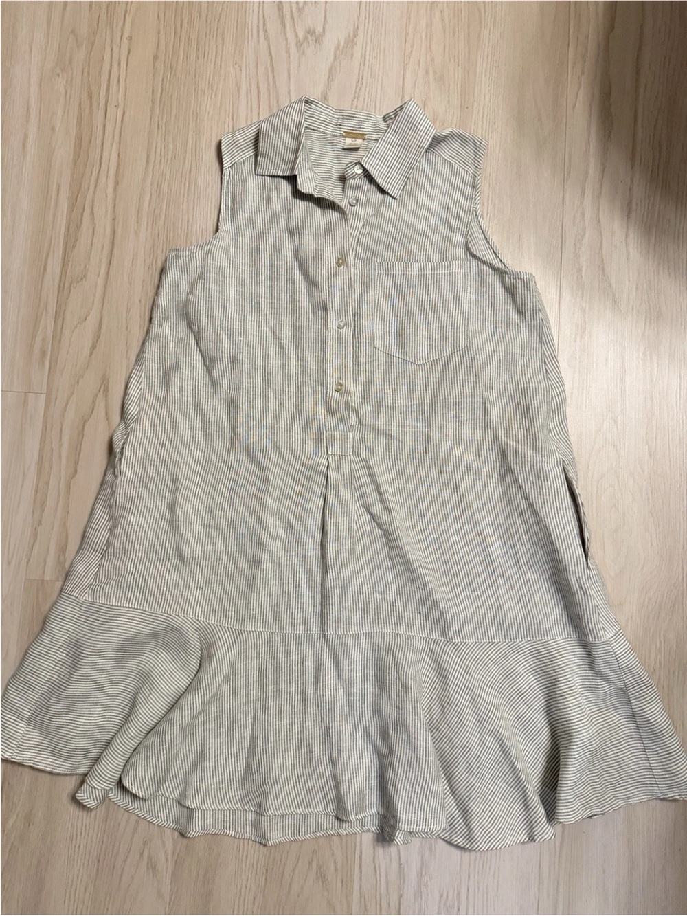 Magaschoni Linen Sleeveless Tunic Dress Collared Pockets Classic Small S $198